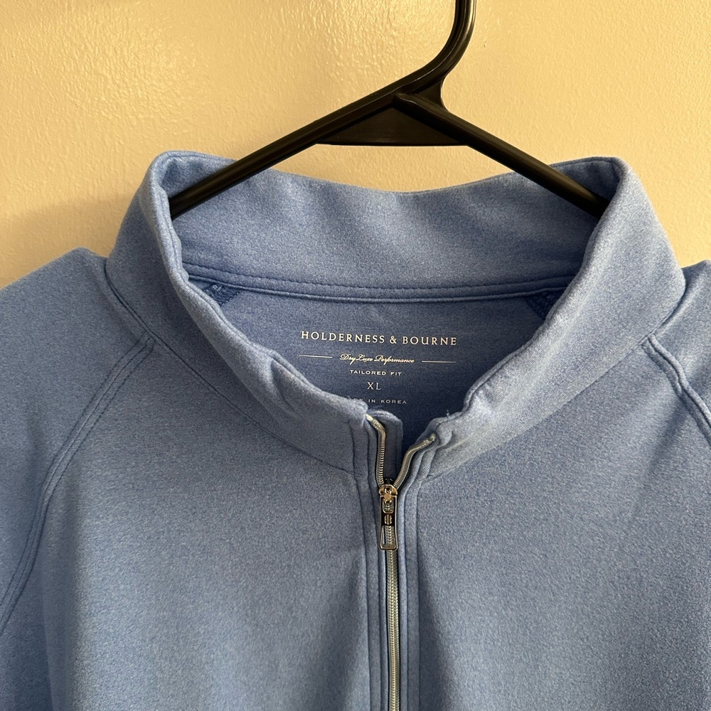 Holderness & Bourne Men's Light Blue Zip-Up Sweater